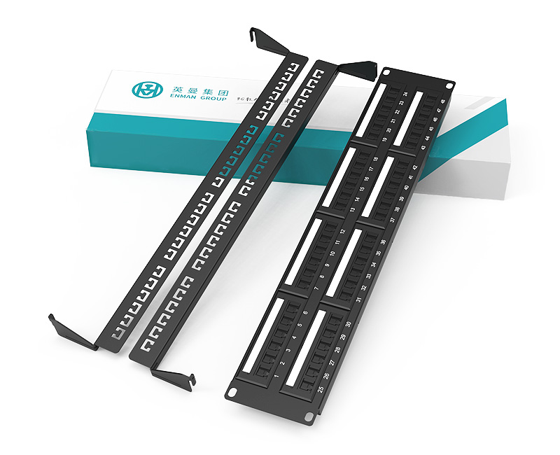 英曼2U48口-防塵網絡配線架，180°非屏非免打機架式  Patch Panel