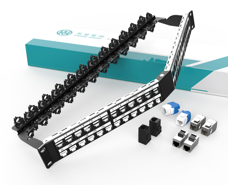 英曼1U48口-屏蔽折彎空配架，金屬空配架帶理線架，可裝模塊/直通 Blank patch panel